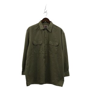 Dickies ディッキーズ 長袖 ワーク シャツ ボックスシルエット オリーブ (メンズ XL) P1624