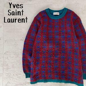 Yves SaintLaurentキッズパターン柄ニット総柄ウール混レッド130