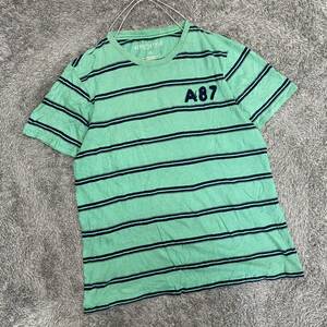 US古着 AEROPOSTALE エアロポステール Tシャツ 半袖カットソー シングルステッチ サイズL グリーン 緑 メンズ トップス 最落なし （R19）
