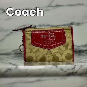 ubj29 コーチ　coach　キーケース ファスナー シグネチャー レッド