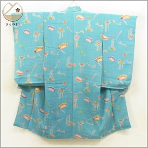 ★着物10★ 1円 絹 子供着物 縮緬 ジュニア用 女の子用 袷 身丈116cm 裄55cm [同梱可] ☆☆☆