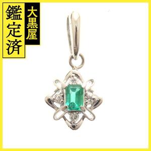 JEWELRY　ノンブランドジュエリー　貴金属・宝石　トップ　プラチナ900　エメラルド0.17ct/ダイヤモンド0.05ct　1.5g　【205】