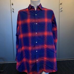 ★ 【美品】JieDa 19AW OMBRE PLAID LONG SHIRT シャツ RED オンブレチェック Jie-19W-SH長袖シャツ ネルシャツ チェックシャツ