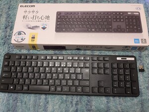 ◎0609u1436　エレコム ワイヤレスキーボード TK-FDM110TKBK 薄型 メンブレン式 抗菌 テンキー付 ブラック