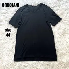 クルチアーニ　レディース　Tシャツ　無地　黒　イタリア製　大きいサイズ　44