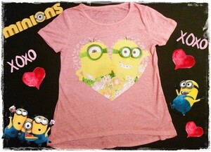 ミニオンズ　子供用　半袖　Tシャツ　アメリカ　輸入子供服　キッズ　ミニオン　minions　USJ　ユニバ　ケビン　ハート　ピンク　M　130cm