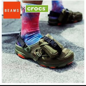 crocs BEAMS別注 MILITARY オリーブ　27㎝　サンダル　ポーチ クロックス　ビームス　コラボ　カーキ　ミリタリー　MA1 匿名発送　