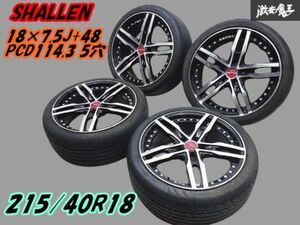 ●18インチ AME SHALLEN XF-55 18×7.5J+48 PCD114.3 5穴 黒/ポリ 【4本】215/40R18 C25 セレナ ノア ボクシー ストリーム ステップW 棚V-6