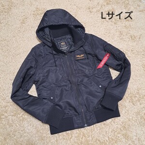 ALPHAINDUSTRIES　アルファインダストリーズ　ジャケット　フード脱着可能　フライトジャケット　N-3B　ブラック　黒　Lサイズ