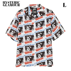 L 未使用【HYSTERIC GLAMOUR MEN SONIC YOUTH/GOO DEMOS柄 オープンカラーシャツ 02221AH06 WHITE柄 ヒステリックグラマー シャツ】