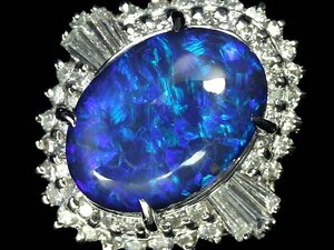 UU11975T【1円～】新品【RK宝石】≪opal≫ 天然ブラックオパール 大粒3.21ct!! 極上ダイヤモンド 総計0.63ct Pt900 高級リング ダイヤ