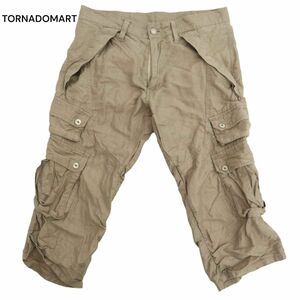 TORNADOMART トルネードマート 春夏 【麻 リネン混】 ストレッチ クロップド丈 ハーフ カーゴ パンツ Sz.S　メンズ　C4B02672_6#P