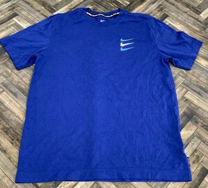 良品　THE NIKE TEE　ナイキ　半袖Tシャツ　トップス　カットソー　三連ロゴ　ブルー　メンズ　Mサイズ　サッカー　SOCCER