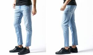 【wjk】ダブルジェイケイ thin denim ストレッチ スリム テーパード デニム パンツ M インディゴ 美品 定価30800円 日本製