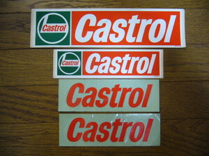 Castrol 大ステッカー 250X65mm カストロール カストロ 当時物 4枚セット ステッカー シール 切文字？ 赤文字 昭和レトロ バイク 自動車 車