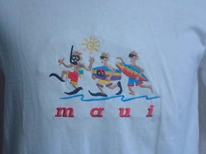 ★送料２１０円★MAUI Tシャツ白（L) 現地で直接購入 サーフィン サーファー ダイビング HONOLULU HAWAII SURFING TROPICAL SKATEBOARD