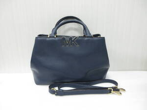 8/ MICHAEL KORS マイケル・コース 2WAY ハンドバッグ トート ショルダー ネイビー 紺 MK a