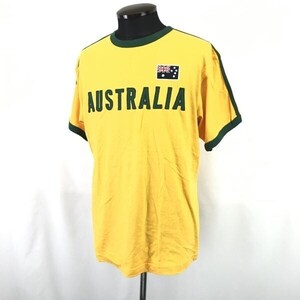 90s-00s☆GOOSES T-SHIRTS☆AUSTRALIA/半袖Tシャツ【メンズM/yellow/黄】オーストラリア国旗/コットン/Tops/Shirts◇cBH834