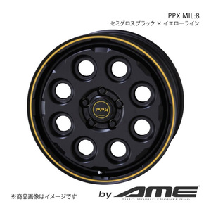 PPX Mil：8 アルミホイール1本 レックス A201F(2022/11～)【17×6.5J 4-100 +42 セミグロスブラックイエローライン】 共豊