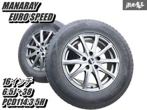 ●【歪み無し!】 マナレイ ユーロスピード 16インチ 6.5J +38 2018年製 ウインターマックス SJ8 215/70R16 RAV4 RVR パジェロ 棚V-2