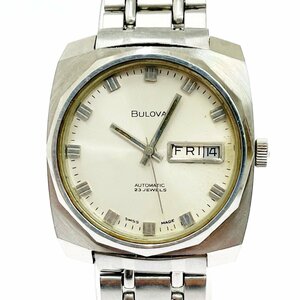 【1円スタート】【訳あり品】BULOVA ブローバ 23石 SS シルバー文字盤 自動巻き メンズ腕時計 324627