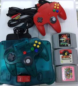 NINTENDO64本体 クリアブルー メモリー拡張パック ニンテンドー64 コントローラーブロス ソフト3本