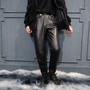 *SPECIAL ITEM* EU VINTAGE Queen&Queen DESIGN BUTTON LEATHER PANTS/ヨーロッパ古着デザインボタンレザーパンツ