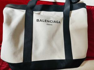 訳あり BALENCIAGA バレンシアガ ロゴプリントキャンバストートバッグ アイボリー系