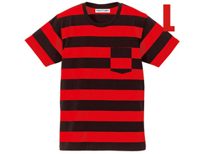 PRISONER BORDER POCKET T-shirt BLACK×RED L/プリズナーボーダーポケットtシャツチョッパードライブツーリングオールドスクールスタイル