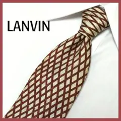 LANVIN ランバン ネクタイ シルク100% ダイアゴナルチェック ロゴ