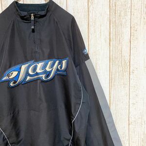 Majestic マジェスティック MLB Toronto BlueJays トロント・ブルージェイズ ハーフジップ ナイロンジャケット 2XL メジャーリーグ USA古着