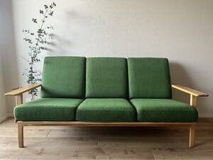 美品【引取歓迎】Hans.J.Wegner GE290 ソファ 3人掛け 3P 3シーター グリーン 緑 リプロダクト 北欧 ハンス・J・ウェグナー 天然木 無垢