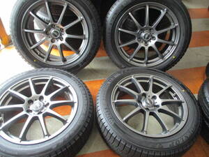 215/55R18 95Q 美品2021年製DUNLOP STUDLESS☆ 5穴 PCD114.3 アルミホイール付綺麗4本セット☆☆☆☆☆