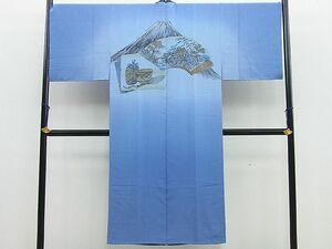 平和屋野田店■男性　長襦袢　袷　風景文　逸品　BAAI6145jr