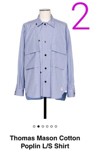 sacai Thomas Mason Cotton Poplin L/S Shirt　ストライプ　シャツ　サイズ2 　トーマスメイソン　23-03038m-458