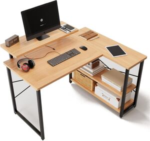 ■送料無料■Embrace life パソコンデスク computer desk 机 収納 ゲーミングデスク L字型 リムーバブルラック pcデスク デスク ラック付き