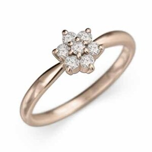指輪 k18ピンクゴールド 花 モチーフ ダイヤモンド 4月誕生石