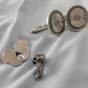 1円　ジョージジェンセン 　Georg Jensen　3点セット　★　カフス 111　＆　 ネクタイピン　＆　ブローチ394　シルバー925　SⅤ925 　MA10