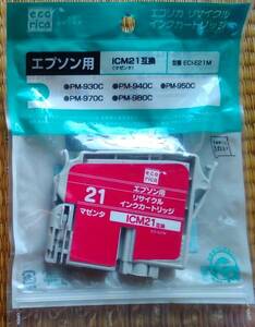 【未開封未使用】エコリカ製 エプソンプリンタ用互換インク IC6CL21互換 マゼンタ（赤） 250円