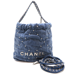 ［銀座店］CHANEL シャネル シャネル22 ミニ ハンドバッグ デニム ブルー系 AS3980 レディース DH82231