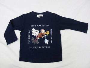 新品　PN9115-130　おさるのジョージ　長袖Tシャツ　ネイビー　レターパック発送（代引き不可）