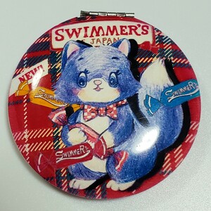 送料無料☆匿名配送☆SWIMMER スイマー　鏡　ミラー　手鏡　くま　かわいい　オシャレ　折り畳み　猫　赤　チェック　丸　コンパクトミラー