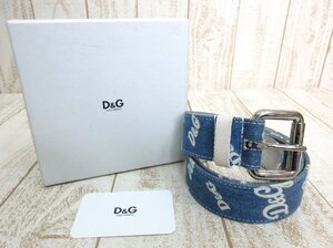 D&G DOLCE&GABBANA/ドルチェ&ガッバーナ：デニムベルト ロゴ I LOVE DENIM 中古/USED