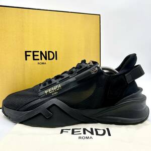 1円【現行品 定価14万 美品】 FENDI FLOW フェンディフロー メンズ スニーカー シューズ 靴 スリッポン ファブリック ズッカ ブラック 27cm