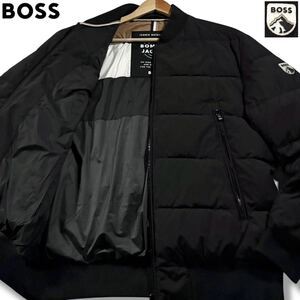 未使用級/XLサイズ●現行タグ ヒューゴボス 中綿 MA-1 ボンバージャケット ブルゾン HUGO BOSS 肩BOSSロゴ 裏地ボスカラー 背面タグ 黒 52