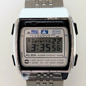 当時物 希少レア SEIKO ALBA ALARM CHRONO-GAME セイコーアルバ アラームクロノゲーム Y761-5010 電池交換済み 稼働品 動作未確認 現状品