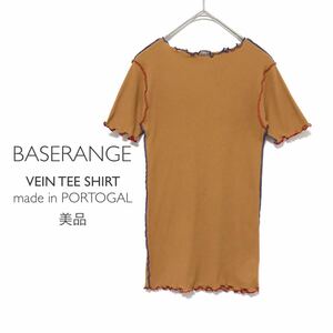 BASERANGEベースレンジ【美品】VEIN TEE メロウフリル ハーフスリーブT リブカットソー オーガニックコットン Steven Alan