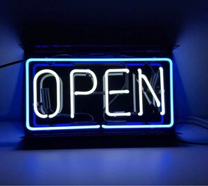 ネオンサイン 『OPEN』 オープン 青 ブルー ネオン管 看板 BAR バー 店舗 ディスプレイ 室内 アメリカン雑貨 インテリア お洒落 雰囲気