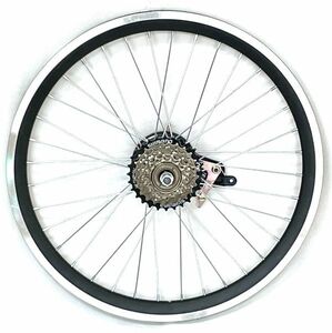 ★22インチ自転車 ＣＴＢ用 外装６段/バンドブレーキ仕様　後輪ホイール ブラック／シルバー 新品未使用　カセット・ブレーキ付き★