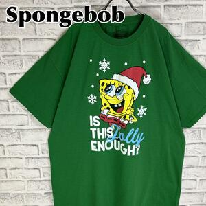 SpongeBob スポンジボブ サンタ クリスマス Tシャツ 半袖 輸入品 春服 夏服 海外古着 テレビ ニコロデオン アニメ キャラクター